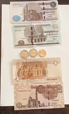 Egyptian Coins / Money Collection/ Treasure 16 New Banknotes And Coins X7 Items • £5
