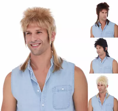 $24.95 • Buy 80s Mens Male Mullet Costume Wig Trailer Park Joe Dirt Tiger Redneck Exotic King