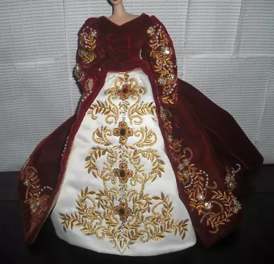 Dress Barbie Doll Faberge Imperial Splendor  Faux Diamonds & Ruby Swarouski Gown • $179.95