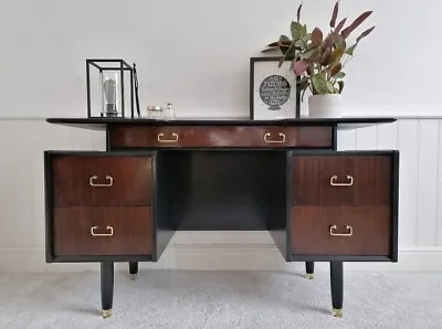 Vanity Table Mid Century Upcycled Painted Vintage Desk New Home Black And Gold • £550