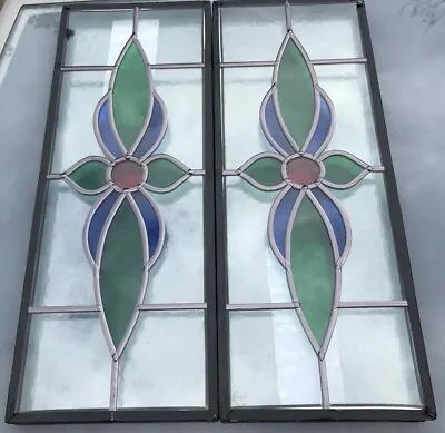Double Glazed Panel 525x204mm Toughened Leaded Flower Design / Minister Low E • £74