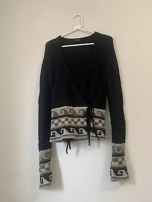 Vintage Kookai Women's Black Retro 70’s Boho Mohair Cardigan Size Medium • £14.99