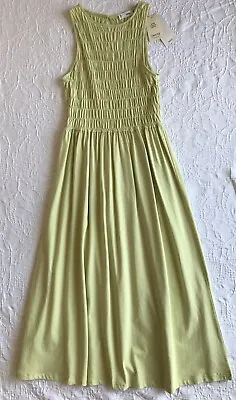 NWT MANGO Ruched Sleeveless Midi Dress Light Green Size XS • $29.99