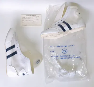 ~NEW~ Vintage Matman Milon Wrestling Shoes Size 10 (1980’s?) White Blue RARE • $565