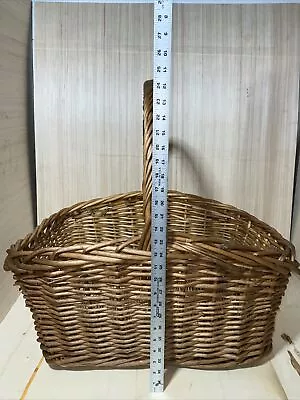 Large ￼Wicker Basket Boho Vintage Hand Woven Gathering Harvest With Handle BIG ! • $287.86