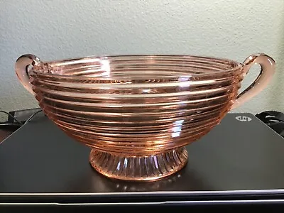 Pink Depression Glass Manhattan Glass - Ribbed Serving Bowl Double Handle • $35