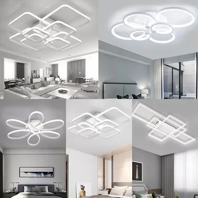 Modern Chandelier LED Lamp White Frame Ceiling Light Living Room Pendant Lights • £34.99