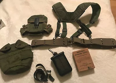 Vintage Military Lot Web Suspenders Belt Cases Marking Etc • $38