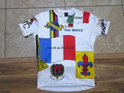 Vtg Giordana Tour De France Biking Shirt Eddy Merckx Made In Italy Back Pocket L • $59.99