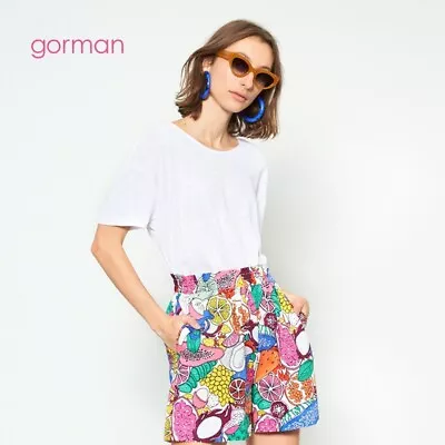 Size 12 Gorman Fruit Salad Bowl Shorts - Casual Relaxed Summer - Paperbag Style • $59.99