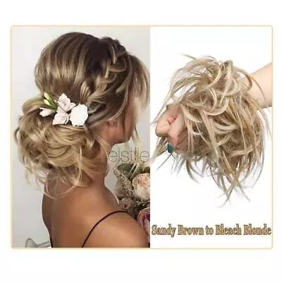 7  Messy Bun Hair Piece Scrunchie Updo Real Thick Hair Extensions As Human Hair • $10.59