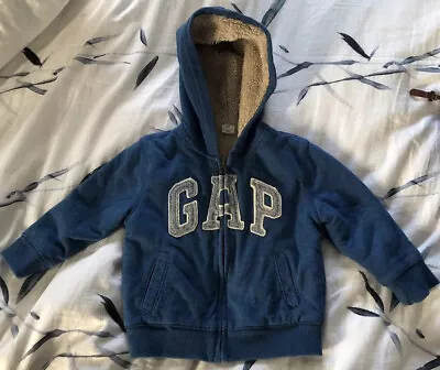 £5.50 • Buy Gap Teal Blue Fur Lined Hoodie, Age 2 Years, Gap Logo, Zip Fastening, Baby Gap