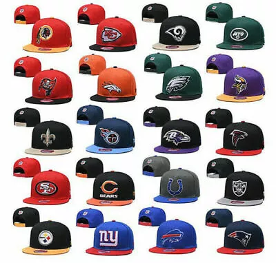 Classic Embroidered NFL Flat Brim Hip Hop Cap Snap-back Sports Hat For Unisex • £13.80