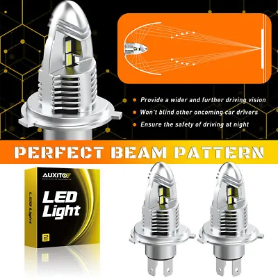 AUXITO H4 Headlight White Xenon Motorcycle High/Low/LED Trade Side Light Bulbs • £28.49