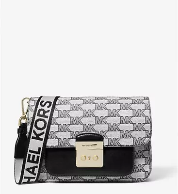 Michael Kors Sloan Editor Medium Logo Shoulder Bag Black Multi • $167.98