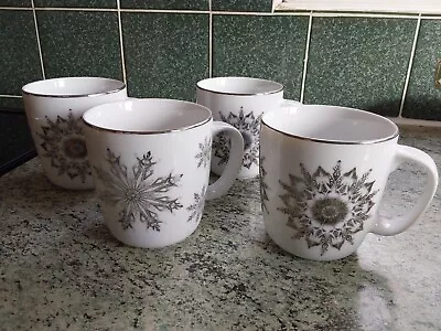 4 M&S Marks And Spencer Silver Snowflake Porcelain Mugs  • £17.99