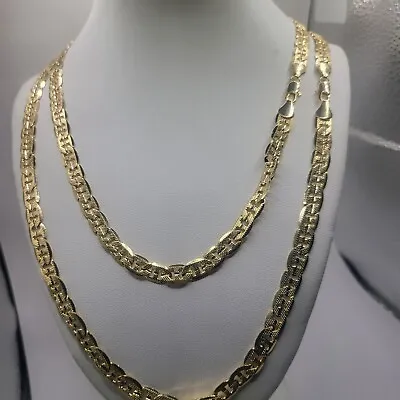 2 Chain Necklace 20 &24  14K Gold Plated Mens Hip Hop Jewelry Frost Diamond Cut • $45