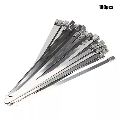 Strong Stainless Steel Metal Cable Ties Zip Tie Wraps Exhaust Heat Proof (100) • £7.89