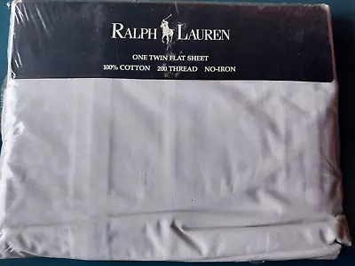 Vintage Ralph Lauren Avery White Twin Flat Sheet-Cotton From 1994-Damask Pattern • $119.99