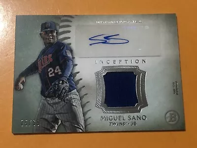 2015 Bowman Inception Miguel Sano Green Parallel Relic Auto /99 • $5