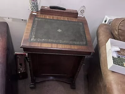 Antique Davenport Mahogany Writing Desk Bureau With Key Excellent Condition • £199