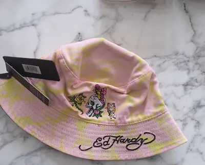 Ed Hardy Reversible Bucket Hat -  Unisex - Tie Dye - Festival.  Neon BNWT  • £22