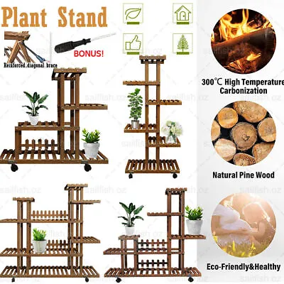 Professional Plant Stand Rustic Multi Tier Flower Rack For Indoor Outdoor Morden • $28.49