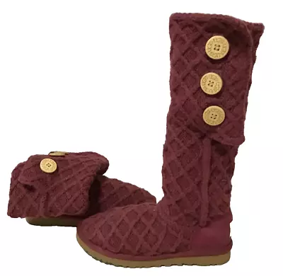 UGG Classic Lattice Knit 3066 Women’s Boots Size 7 Wine EUR 38/UK 5.5.…R107 • $29.99