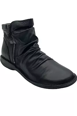 Miz Mooz Leather Ruched Ankle Boots Pleasant Black • $64.99