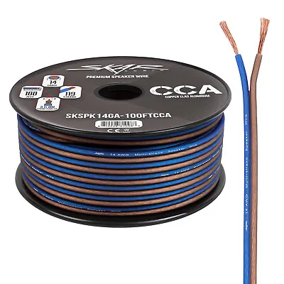 Skar Audio 14 Gauge CCA Car Audio Speaker Wire - 100 Feet (Matte Brown/Blue) • $18.69