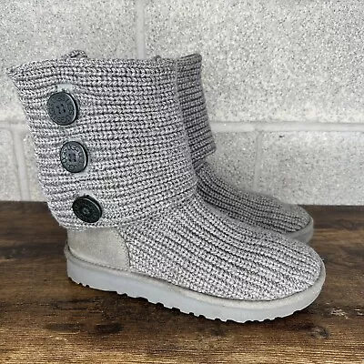 UGG Classic Cardy Boot 1016555 Grey Wool Knit Womens Size 10 • $29.95