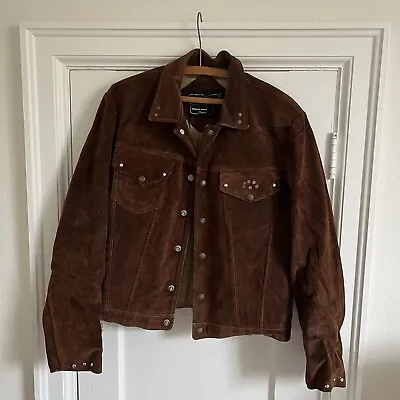 Vintage Schott Bros Rancher Jacket Size M Western Suede Leather Brown Snap • $128