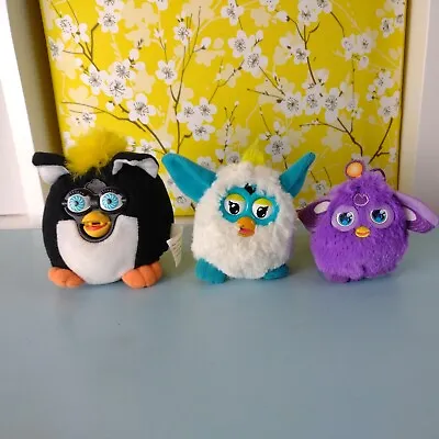 3 X McDonalds Furby Plush Toy Bundle Vintage 2000/2013/2016 Black White Purple • £5.99