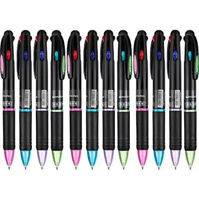 12 Pcs Multicolor Ballpoint Pens 4 In 1 Retractable Ballpoint Pens 4 Colors G... • $17.14