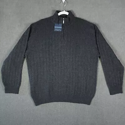 Hathaway Platinum Sweater Mens Large Wool Knit 1/4 Zip Pullover Made In Italy • $48.34