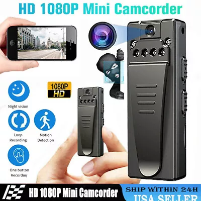 36-hour 1080P HD Camcorder Mini Police Body Camera 180° Video DVR IR Night Cam • $18.04