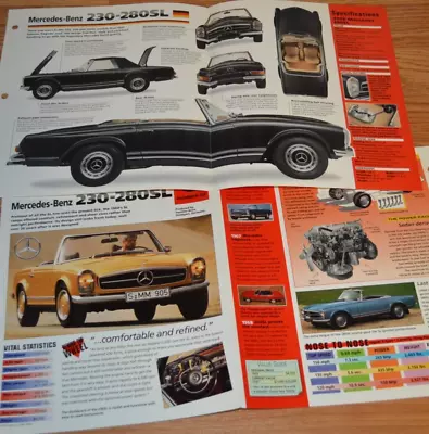 1968 Mercedes 280sl Specs Info Poster Original Brochure 68 280 Sl • $14.99