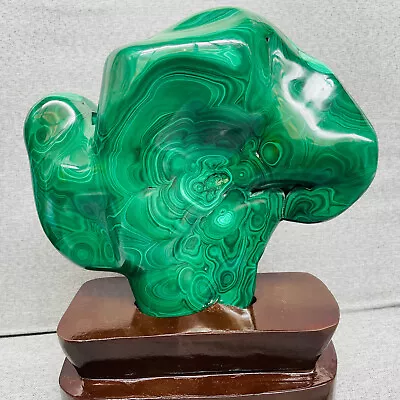 12.58LB TOP Natural Malachite Quartz Carved Crystal Furnishing Articles+stand • $39