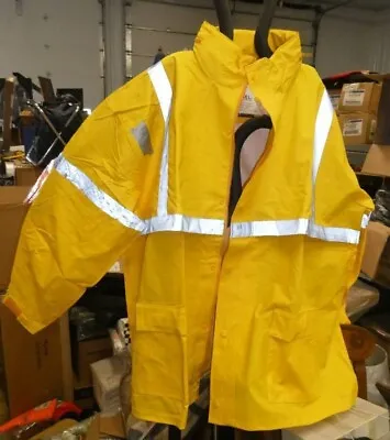 NWT Yellow Safety Reflective Rain Suit - Jacket W Hood And Pants - Abel 3XL • $24.99