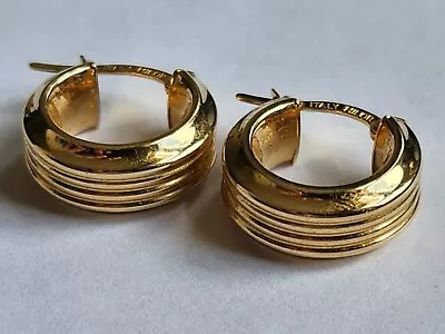 Milor 18K Gold Striped Hoop Earrings-2.19 Grams • $275