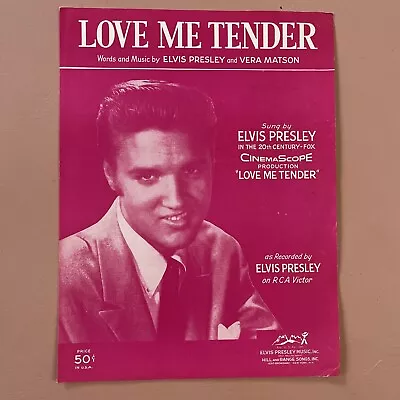 Original ELVIS PRESLEY Love Me Tender 1956 Pink Sheet Music Price 50 Cents RARE • $12.99