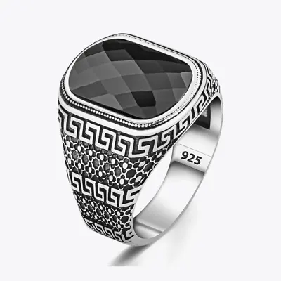 Black Onyx Stone Sterling Silver Fine Jewelry 925 Metal Purity Men's Ring • $38.38