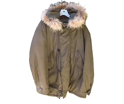 Daniel Cremieux Collection Parka Coat Sz XXL Brown Raccoon Fur Trim Hood Jacket • $69.99