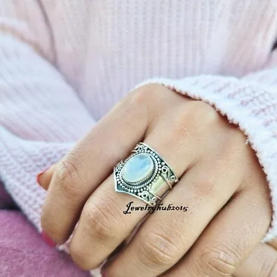 Moonstone Ring 925 Sterling Silver Ring Meditation Ring All Size Mis660 • $11.82