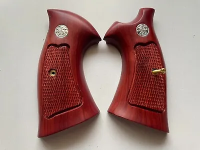 New Checker Wood Decorative Grips For S&W K/L ROUND BUTT 686; Pattern03 • $59.84