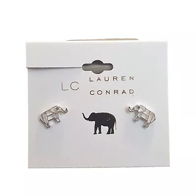 Lc Lauren Conrad Silver Plated Cut Out Elephant Stud Earrings Nwt • $5.59