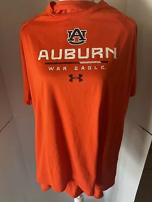 Under Armour Mens Auburn Tigers War Eagle Orange Loose Heatgear Shirt Size XL • $12