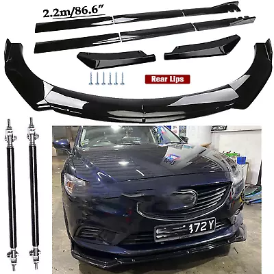 Front Bumper Lip Spoiler Splitter Body Kit+Side Skirt For Mazda 3 6 Glossy Black • $99.99