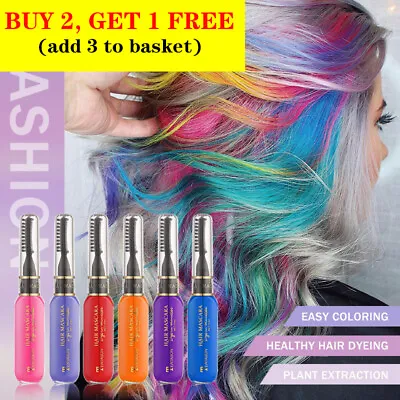 Temporary Hair Colour Dye Cream Hair Chalk Mascara W/ Comb Fun Party Halloween • £3.59