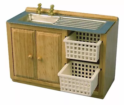 £7.99 • Buy Pine Colour Sink Unit Tumdee 1:12 Scale Dolls House Kitchen Accessory DF937